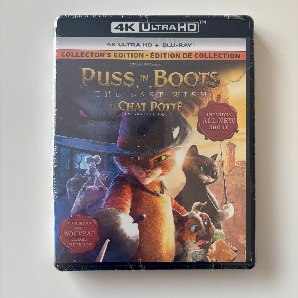 Puss in Boots: The Last Wish (4K Ultra HD, Blu-ray, 2022) NEW DVD
